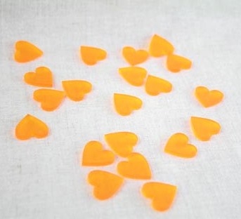 décoration de table coeurs en plexiglas satiné orange 2 cm (sachet de 20 pièces)