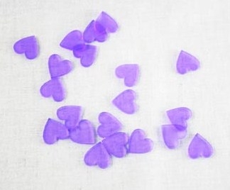 décoration de table coeurs en plexiglas satiné violet 2 cm (sachet de 20 pièces)